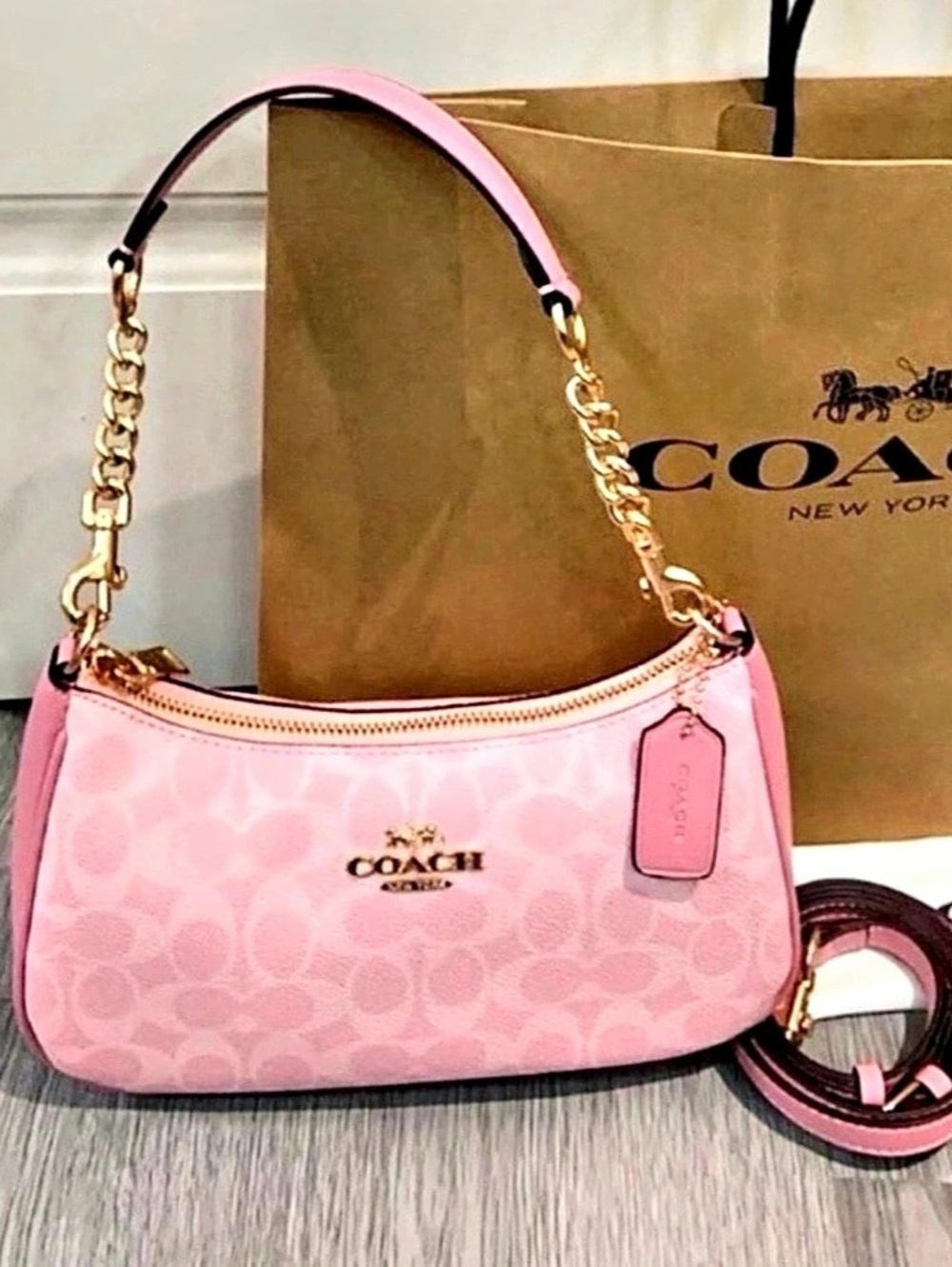 Coach Teri Shoulder Bag In Signature Canvas Pink